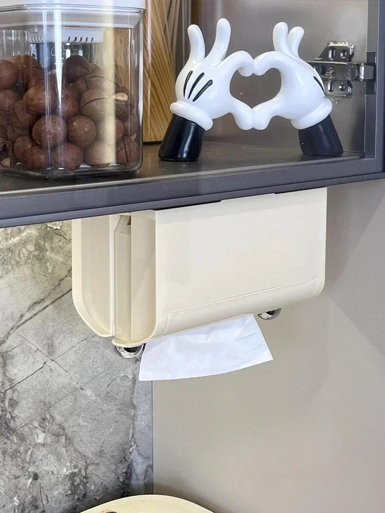 Cream Air Suction Cup Toilet Tissue Box Hand Wipe Carton Wall-mounted Desktop Kitchen Pumping Carton Toilet Shelf