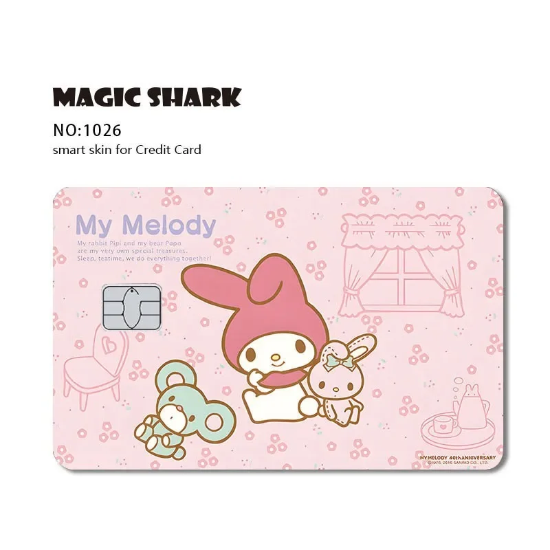 Cute Pink Pet Cartoon Anime Matte Front Creidt Card Debit Bus Card Skin Film Sticker Cover for Small Big Chip No Chip