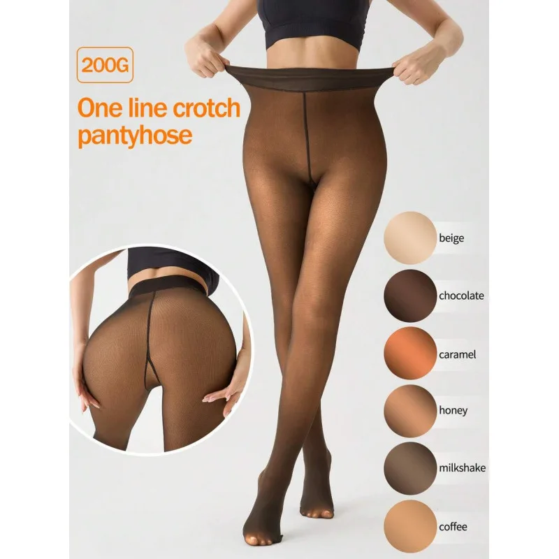 

Sheer Pantyhose with Added Fleece Transparent Skin-like Leggings Women's Fashion Bottoming Trousers Neutral Spring Collection
