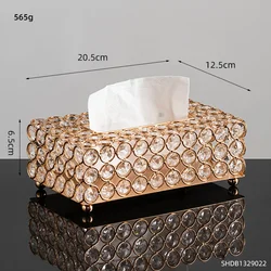 Minimalism Light Luxury High-end Living Room Tissue Box, Crystal Glass Paper Box, European Dining Table Napkin Drawer Box