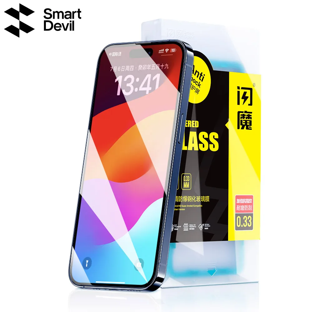 SmartDevil 2PCSกระจกนิรภัยสําหรับiPhone 15 Pro Max 15 Plusป้องกันหน้าจอ 15Pro Non-Fullฝาครอบฟิล์มด้านหน้าป้องกันลายนิ้วมือ