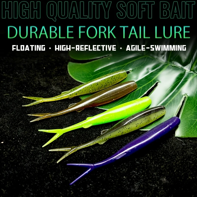 

50 шт. мягких пластиковых приманок TPE Fork Tail, плавающие, устойчивые к укусам, для ловли баса, судака, окуня, для зимней рыбалки, пресноводной и морской рыбалки