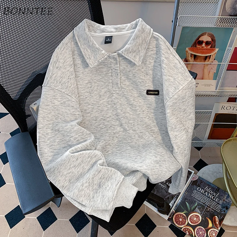 

Толстовки с отложным воротником, женские однотонные универсальные с напуском Ins, корейская модная утепленная повседневная популярная осенне-зимняя одежда