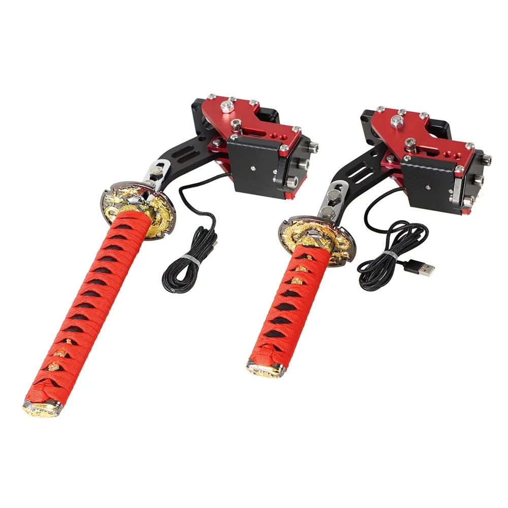 15CM/26CM Katana Handbrake Samurai Sword Handbrake For USB G25/27/29 T300 T500 PC SIM Racing Games Black&Red without Clamp