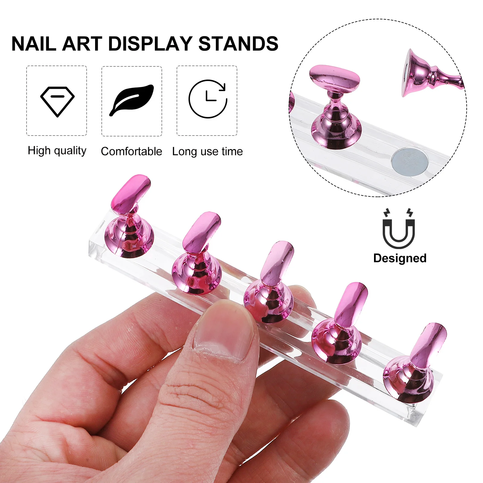

20Pcs Magnetic Nail Tip Display Stands Plastic Nail Art Holders Practice Stands for Tool Manicure Tool