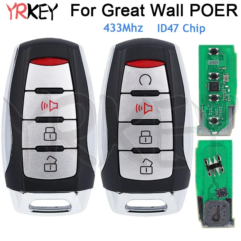 Car Smart Remote Control Key for Haval Great Wall Pao POER GWM Haval Pickup Truck P Series 433Mhz ID47 Chip Remote Keyless Go