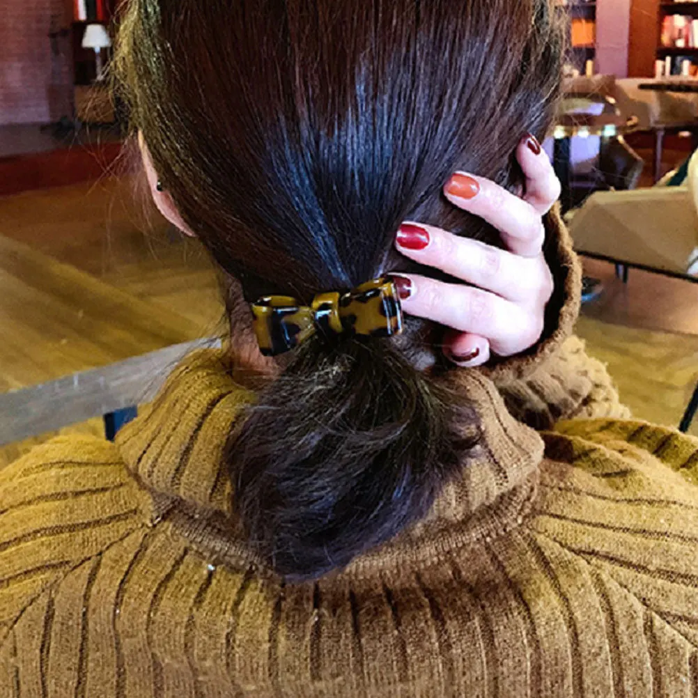 2 قطعة العلاقات الشعر ليوبارد Bowknot دائم اكسسوارات أنيقة للنساء الفتيات لافتة للنظر ارتداء اليومي هدية ليوبارد العلاقات الشعر #2