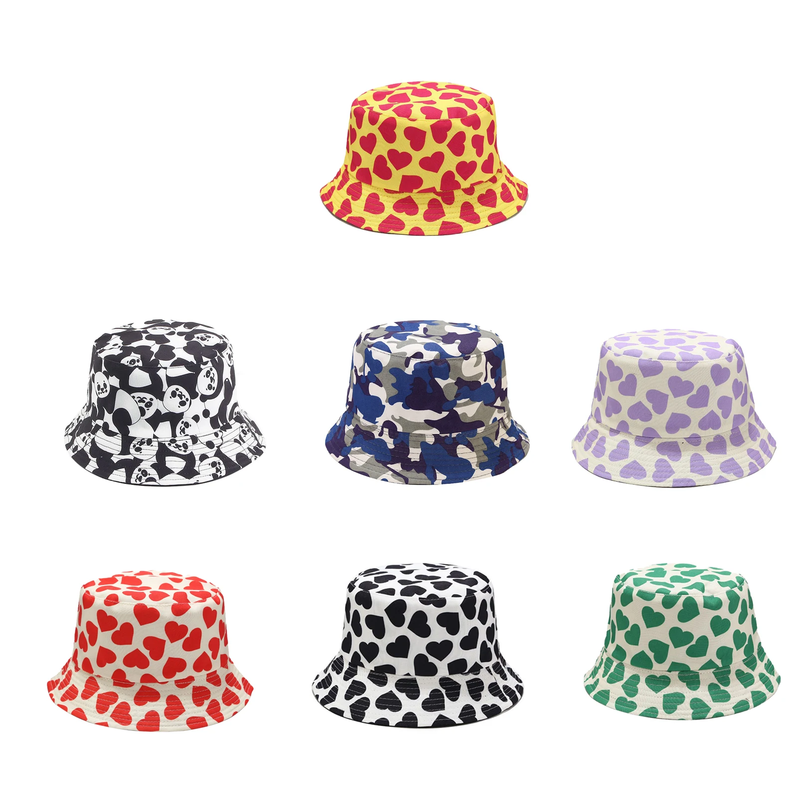 Unisex Fashion Heart Bucket Hat Summer Fisherman Cap For Men Women Teens Camouflage Outdoor Summer Fisherman Ricard Caps