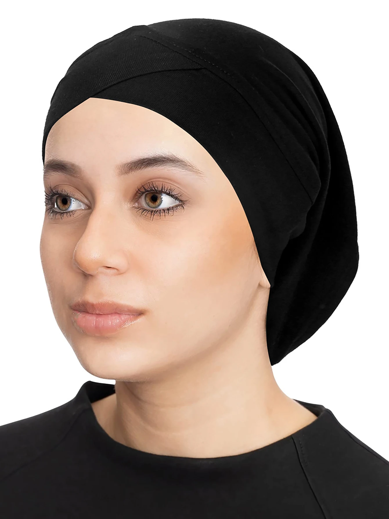 Solid Color Crossed Forehead Women Muslim Hijab Caps Ladies Wrap Head Soft Elastic Turban Bonnet Headdress Wearable