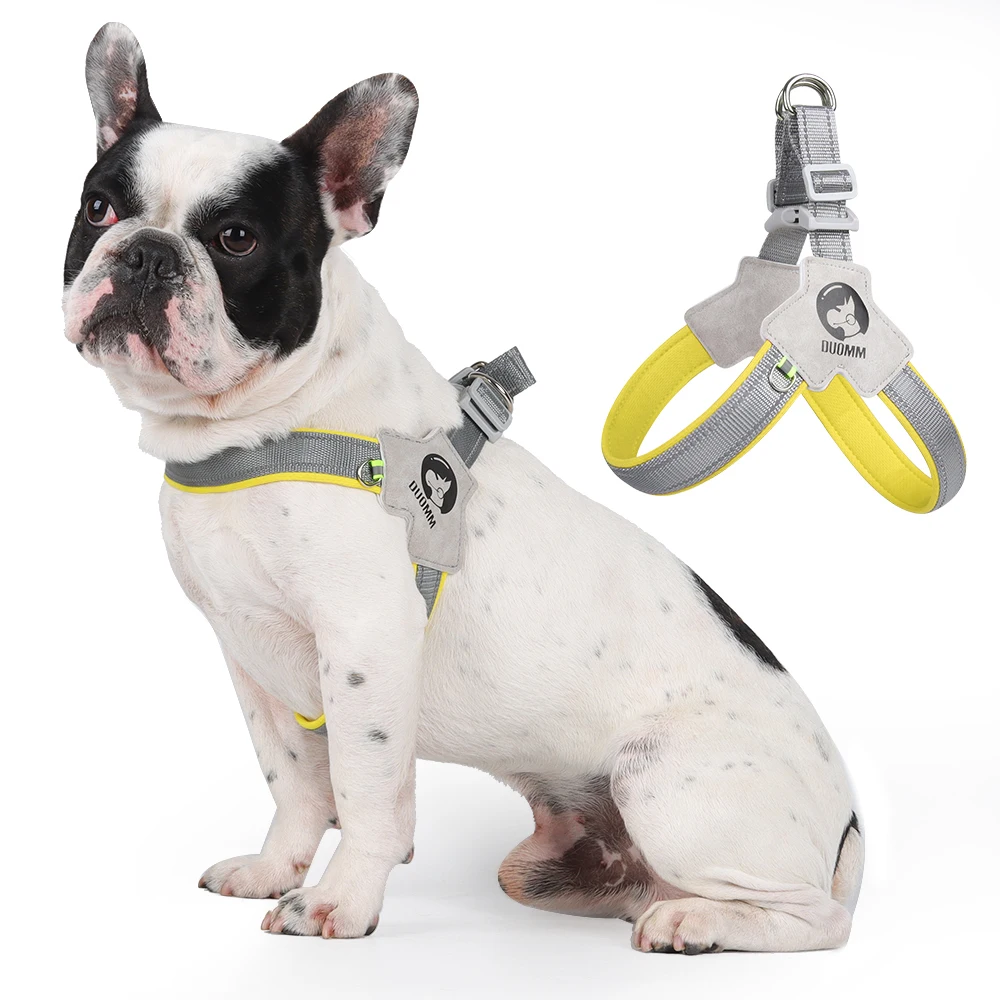 Dog Harness Chest Strap Four Seasons Breathable Mesh Walking Dog Saddle Dog Collar Soft Night Reflective Bulldog Pet Supplies