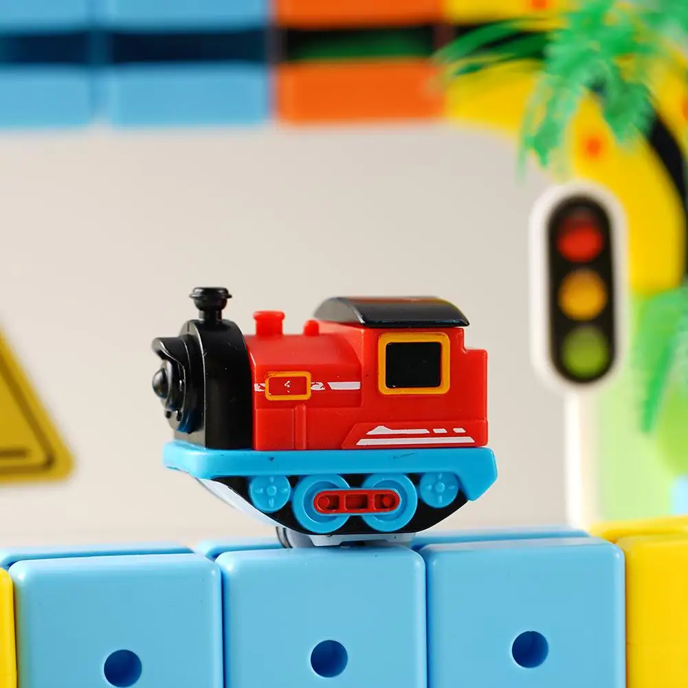 Versatile Magnetic Assembled Rail Car Front Toy Electric Track Car Toys 3D Building Tracks Cube Rails Toy Best Educational Gift