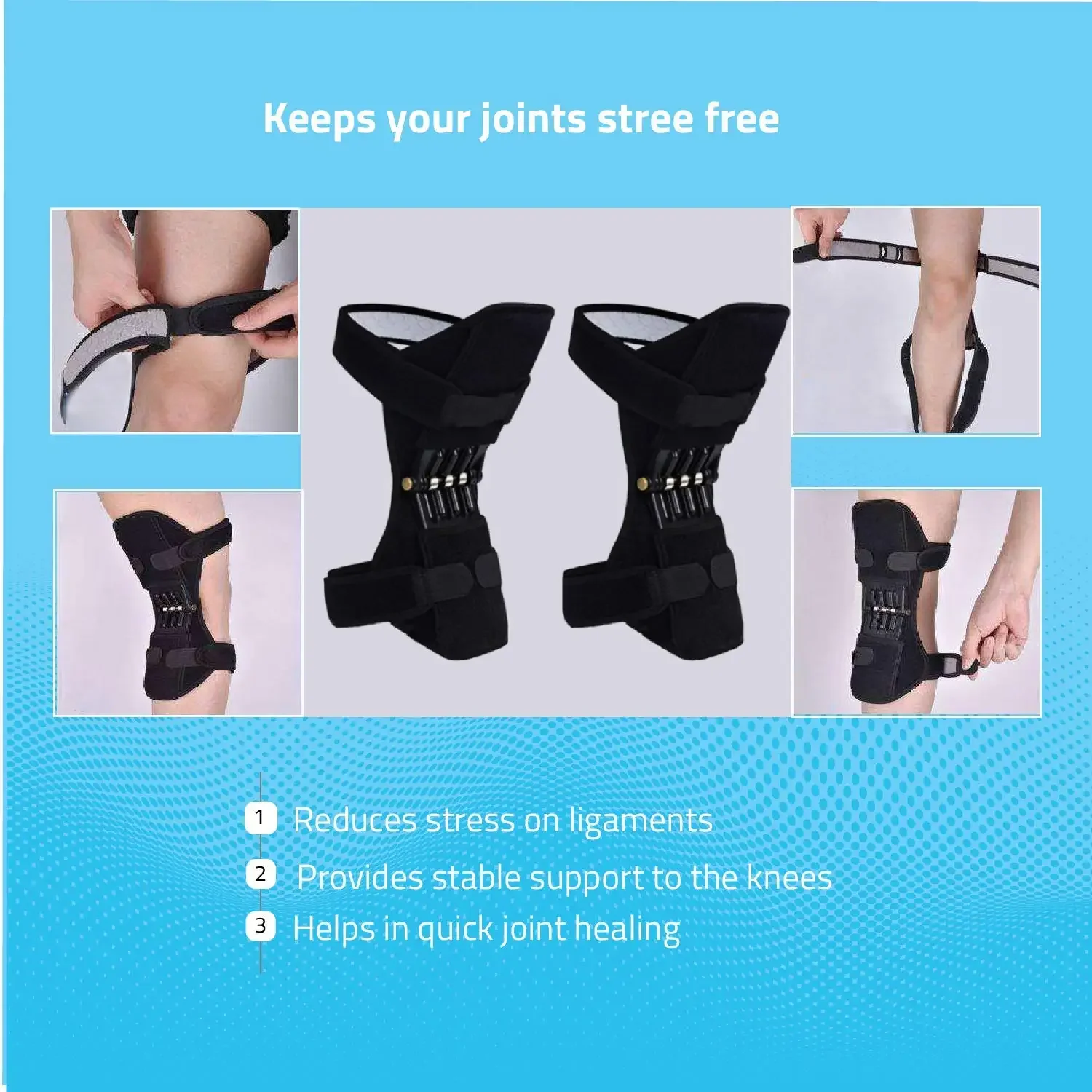 2 Pcs Knee Protection Booster Power Support Knee Pads Powerful Rebound Spring Force Sports Reduces Soreness Cold Leg Protection