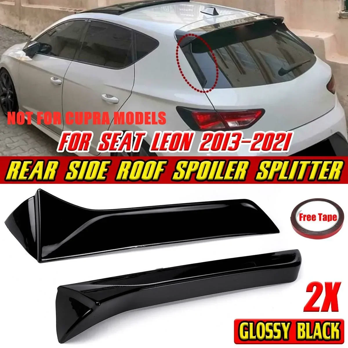 Glossy Black/Carbon Fiber Look Car Rear Side Spoiler Wing Rear Trunk Window Spoiler Lip For SEAT LEON 5F FR Mk3 MK3.5 2013-2021