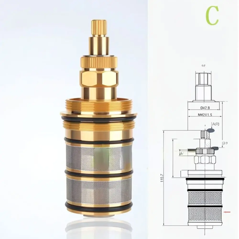 Thermostatic Valve Brass Shower Mixing Spool For Flola Faucet Temperature Control Replacement Home Repair