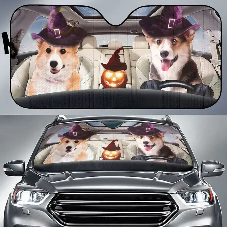 

Corgi-Хэллоуин-автоматический солнцезащитный козырек для автомобиля, солнцезащитный козырек для лобового стекла, индивидуальный солнцезащитный козырек, автоматический солнцезащитный козырек,