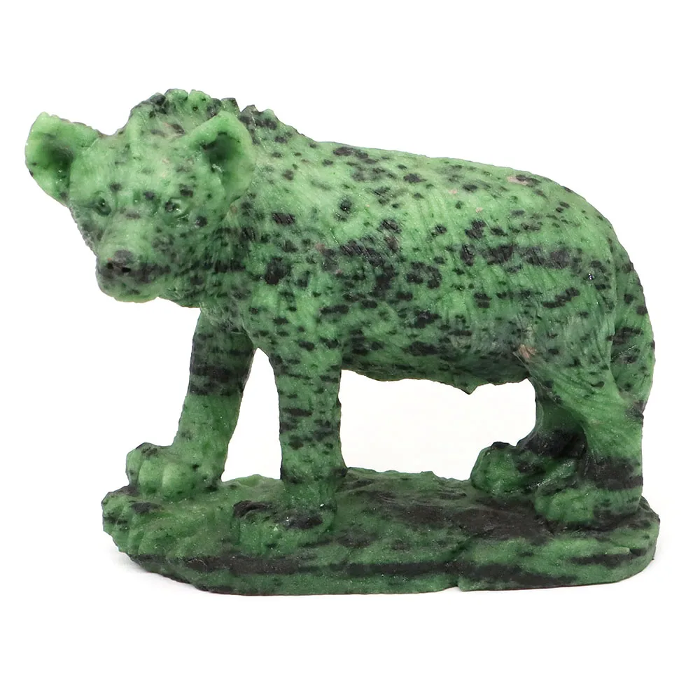 110mm Wolf Dog Statue Natural Stone Ruby Zoisite Gems Reiki Healing Crystal Quartz Animal Figurine Hand Carved Crafts Home Decor