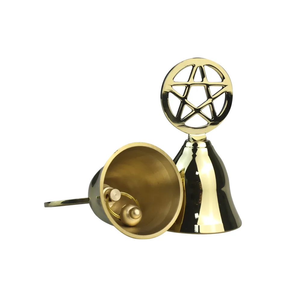Brass Pentagram Altar Bell Pentacle Ritual Hand Bells Witch Sound Cleansing Tool Witchcraft Divination Cleansing Sound Bell - view 5