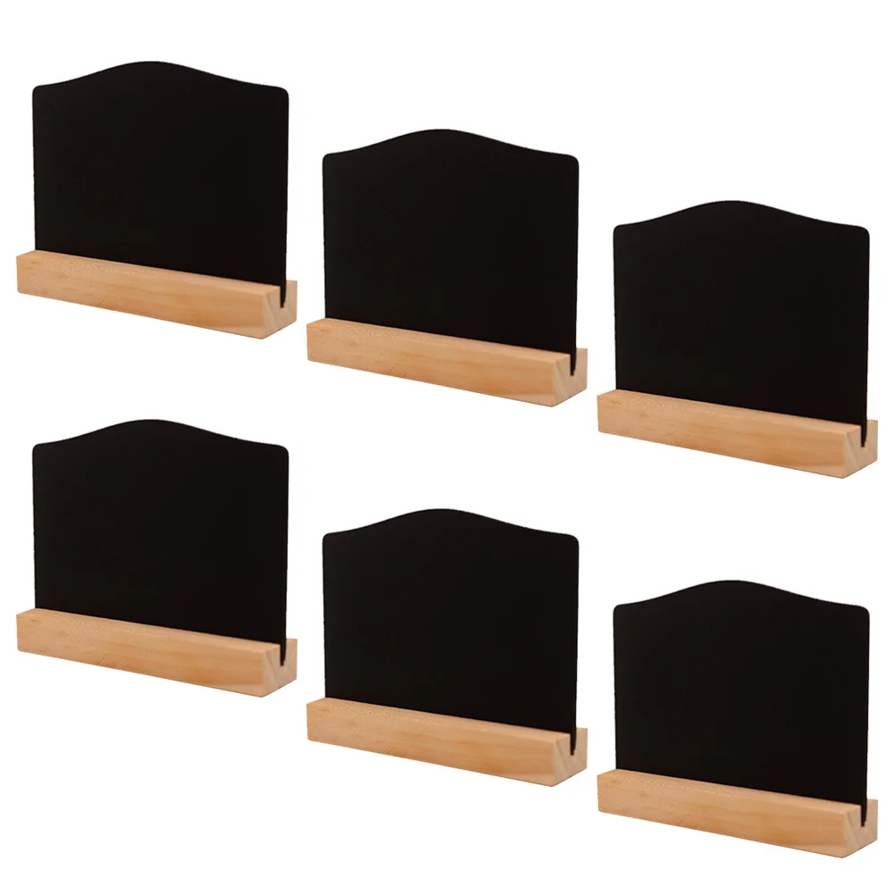 6 Pcs Double Sided Wooden Home Decor Signs Double-sided Blackboard Bamboo Small with Stand Base