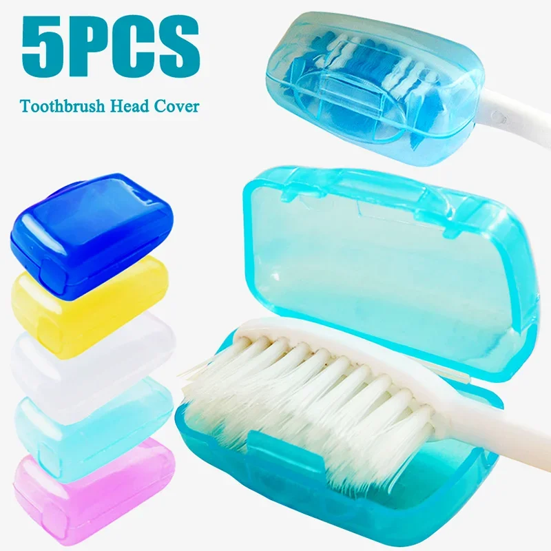 5 pçs/set escova de dentes cabeça capa caso portátil viagem caminhada acampamento escova limpador proteger escova armazenamento organizador banheiro