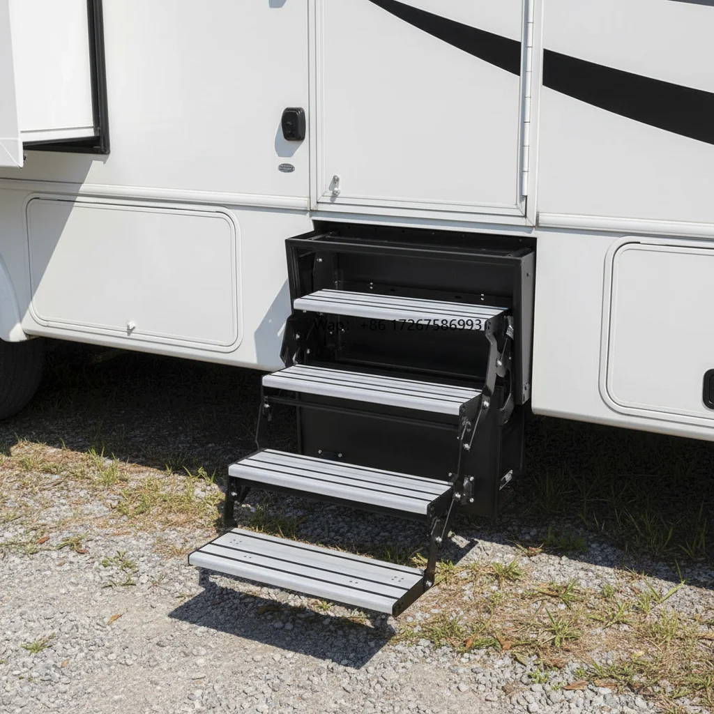

Manual 4-Step RV Entry Step Heavy Duty Foldable RV Stairs