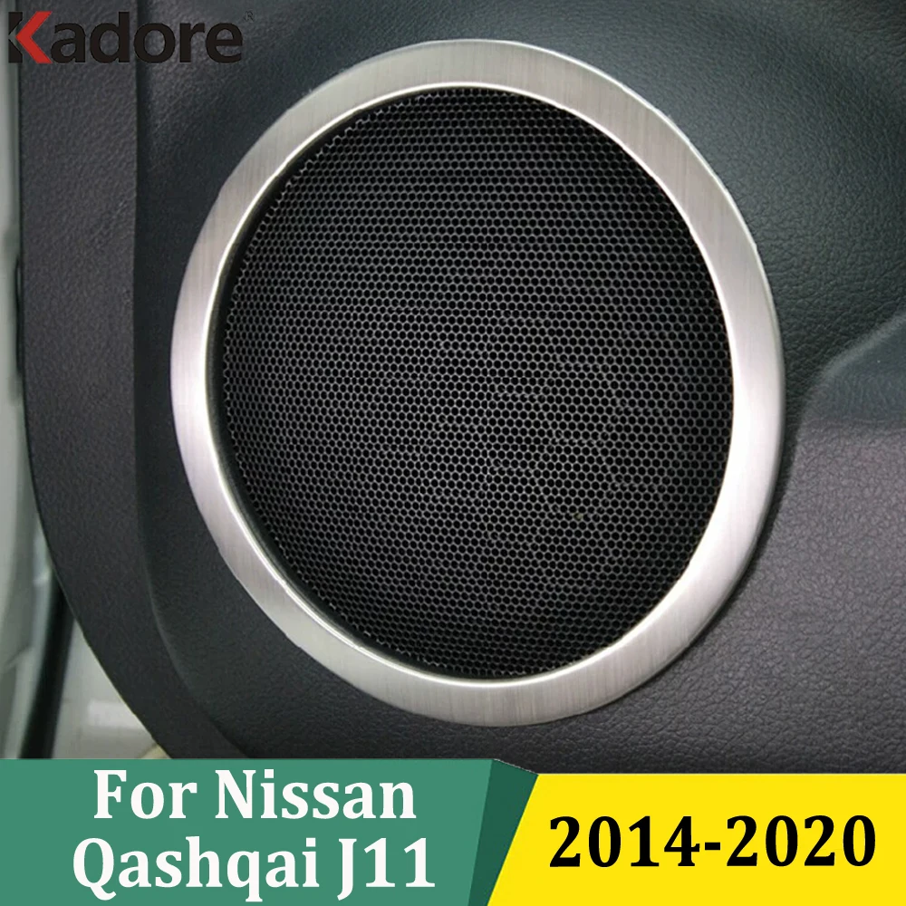 For Nissan Qashqai 2014 2015 2016 2017 2018 2019 2020 ABS Chrome Door Stereo Speaker Ring Cover Speaker Trim Car Accessories