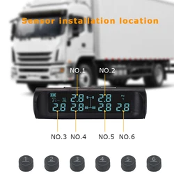 Autotruck TMPS Solar 6 Sensors Car Tire Pressure Monitoring System Digital Monitor For Truck Tyre Tester Alarm Diagnostic Tools