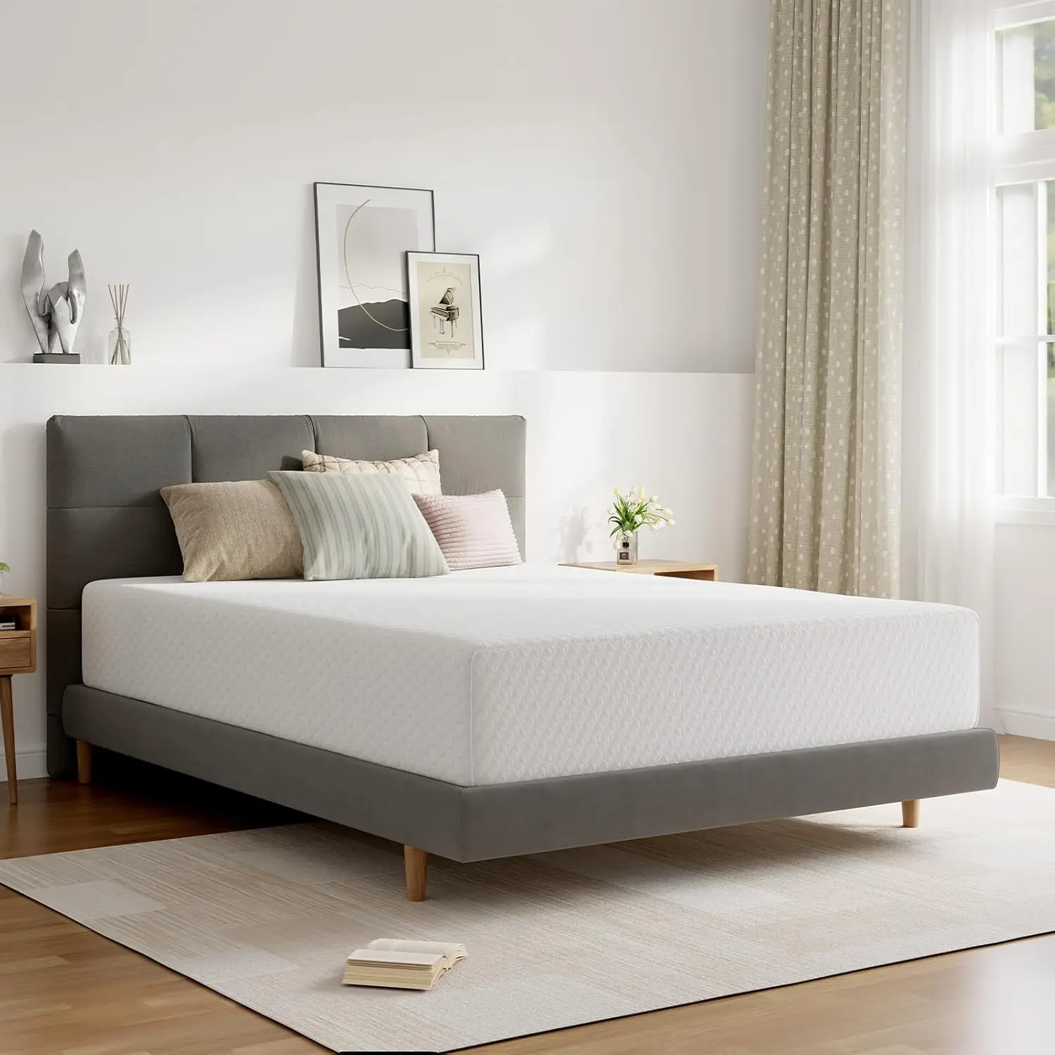 

Bedroom Furniture, Full/Queen/King Size Memory Foam Mattress Comfort Foam Pressure Relief Cool Fresh Sleep, Remov Washable Cover