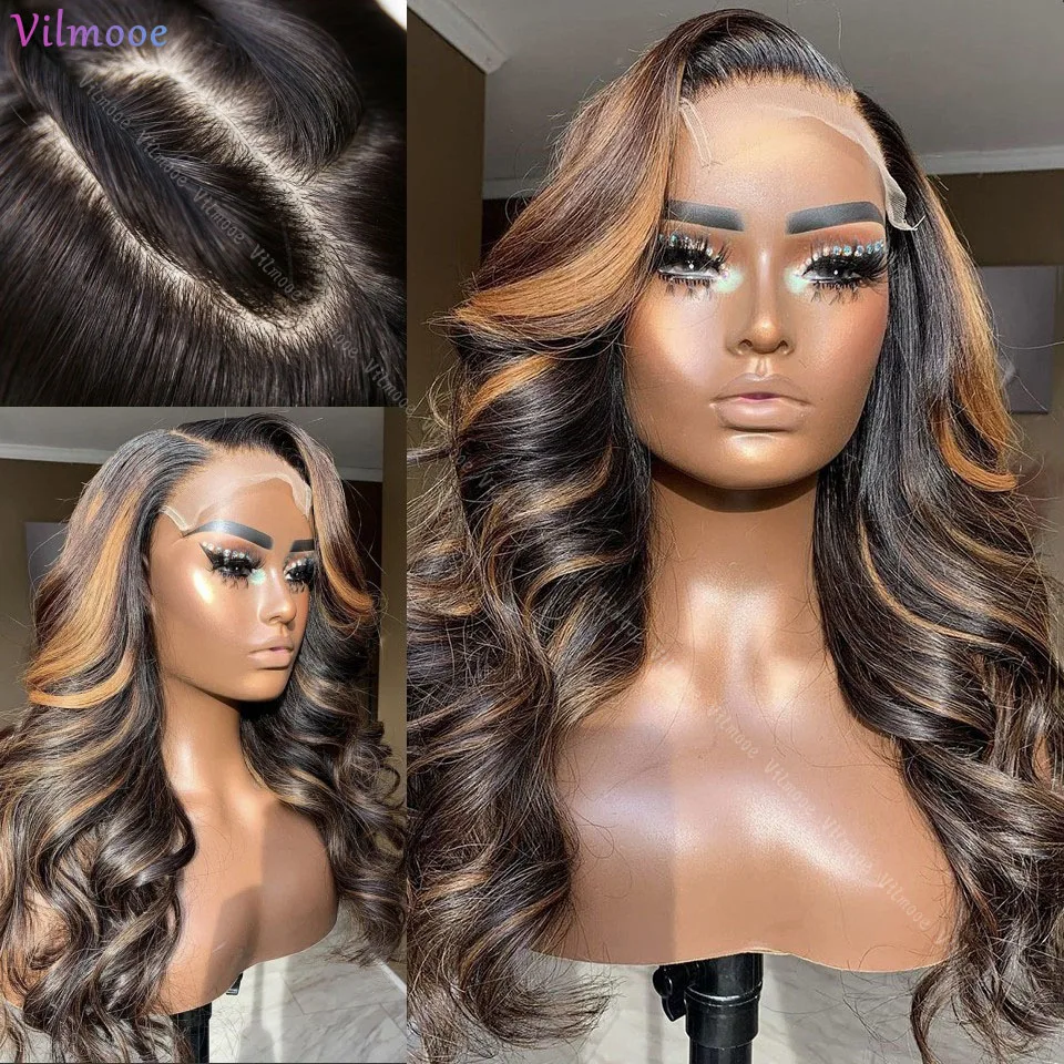 

Body Wave Highlight Brown Silk Base Lace Frontal Wig Human Hair Wig 180 Density Remy Peruvian 100% Human Hair Wigs For Women