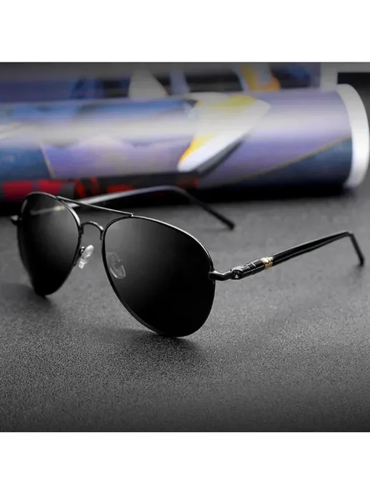 Lunettes de soleil polarisées pour hommes et femmes, réfléchissantes colorées, pour la conduite, noires, unisexes, verres pilotes Uv400