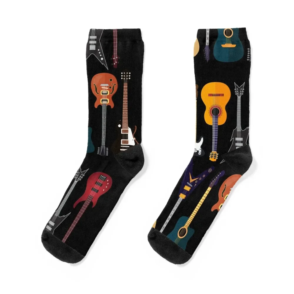 

Musician Different Types Of Guitar Socks halloween summer hiking Socks For Women Men's