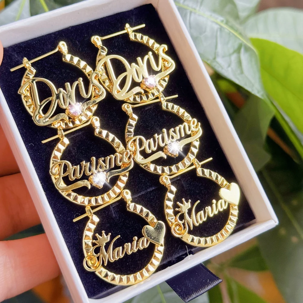 

DUOYING Custom Letter Birthstone Hoops Crimped Stainless Steel Crown Symbol Kids Earring Jewelry