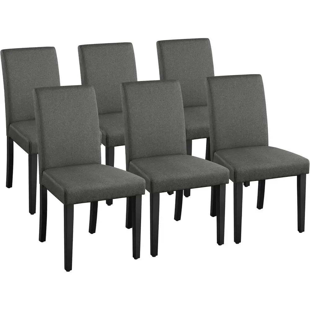 

Набор из 6 стульев Parson с тканевой обивкой, мягкими сиденьями и ножками из массива дерева для кухни/столовой, серый цвет