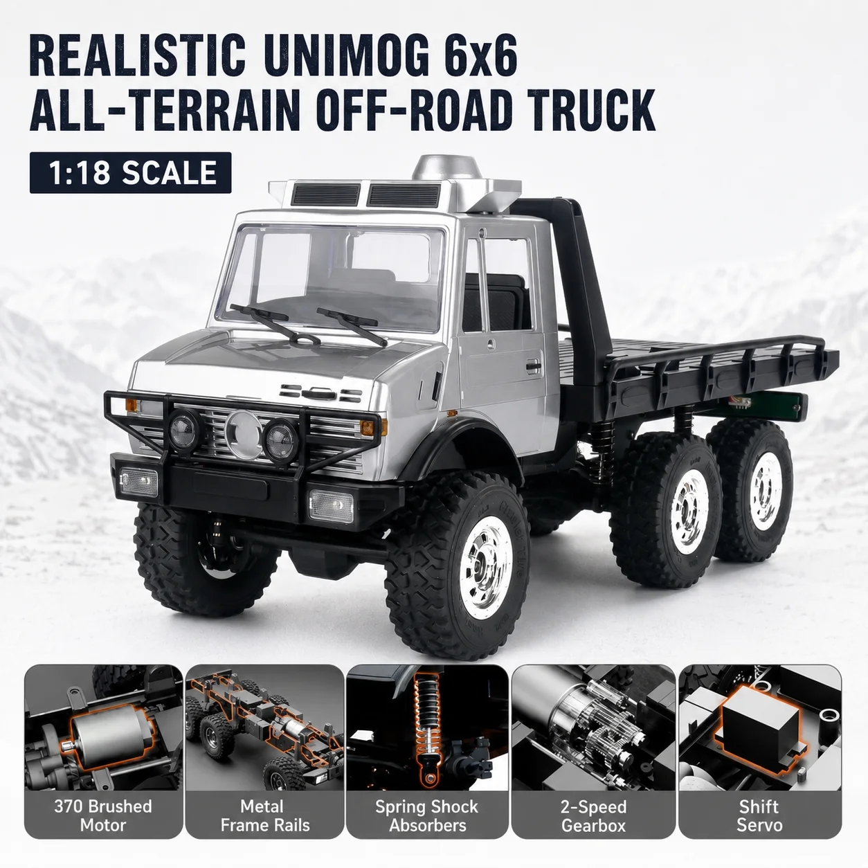 D912 Remote Control Unimog Six Wheel All Terrain Off Road 1 18 Scale Simulation Rescue Transporter Truck Adult Hobby Enthusiasts