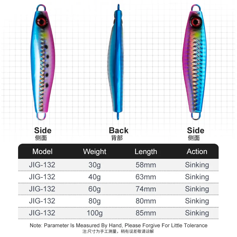 Jig Metálico Hundimiento TEASER J132 con Brillo UV para Pesca en Mar - imagen 3