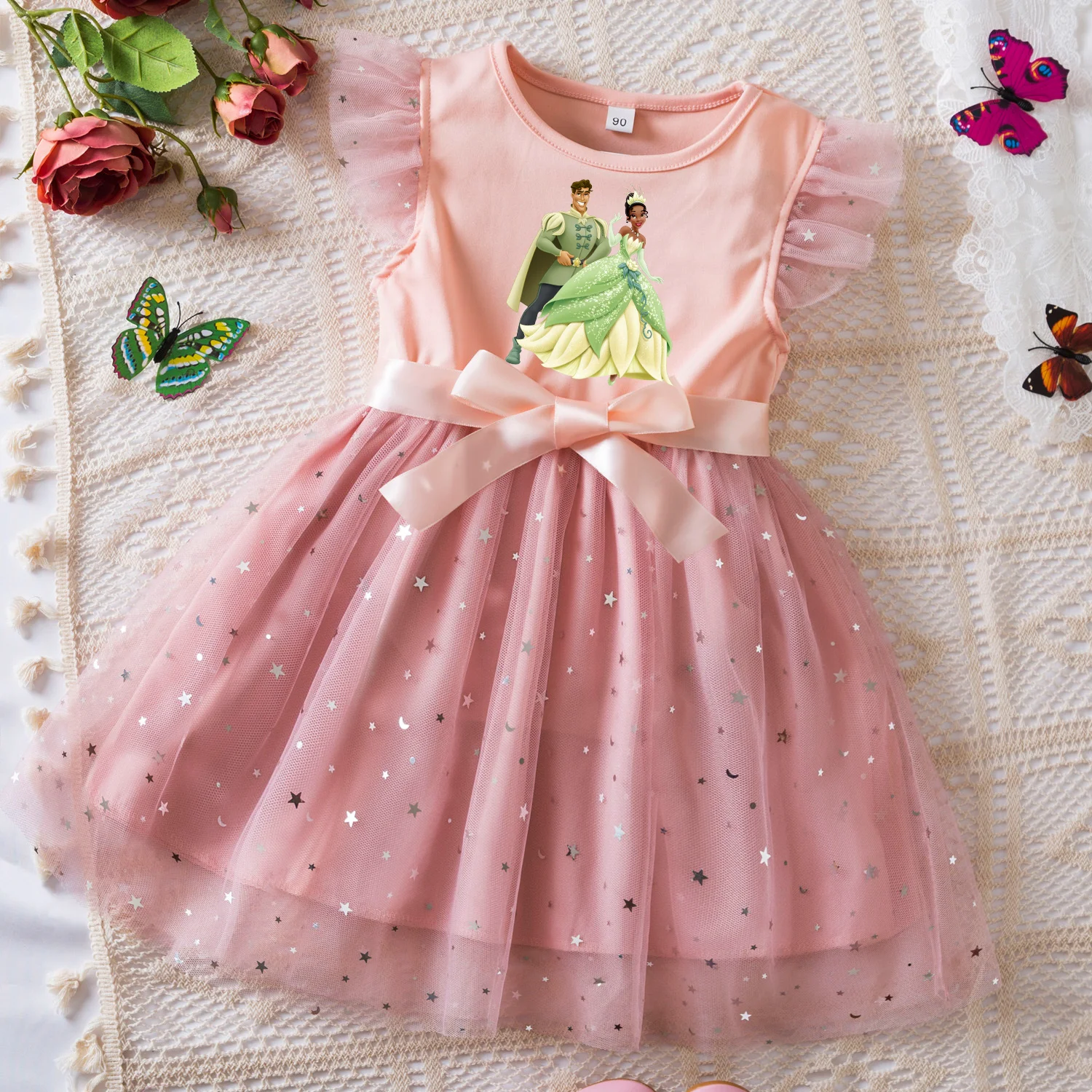 The Princess and the Summer Toddler Girl Dress Princess Star Baby Girls Clothes Tulle Tutu Dress for Children Party Dress 2-6Y