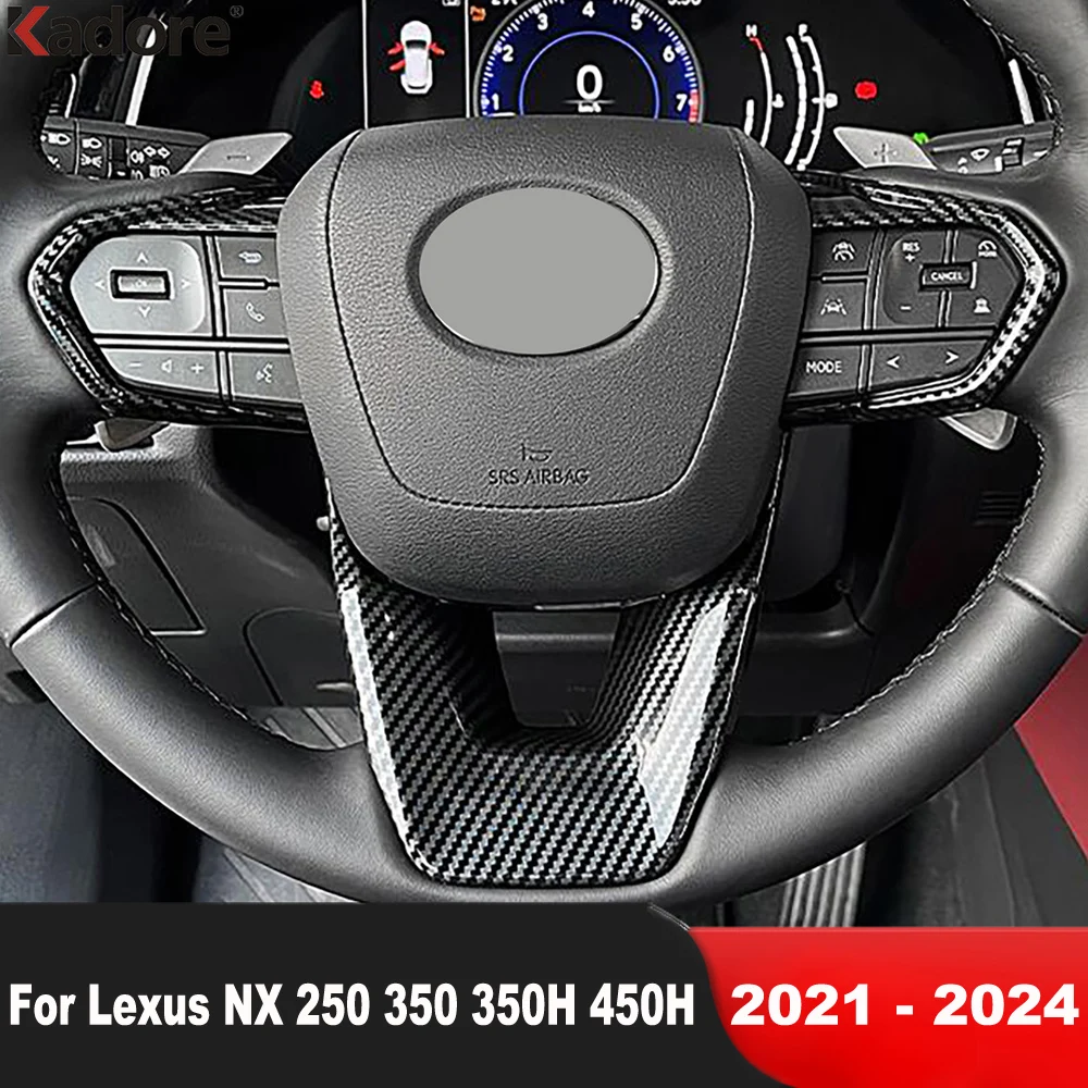 Car Steering Wheel Panel Cover Trim For Lexus NX 250 350 350H 450H 2021 2022 2023 2024 Carbon Fiber Interior Molding Accessories