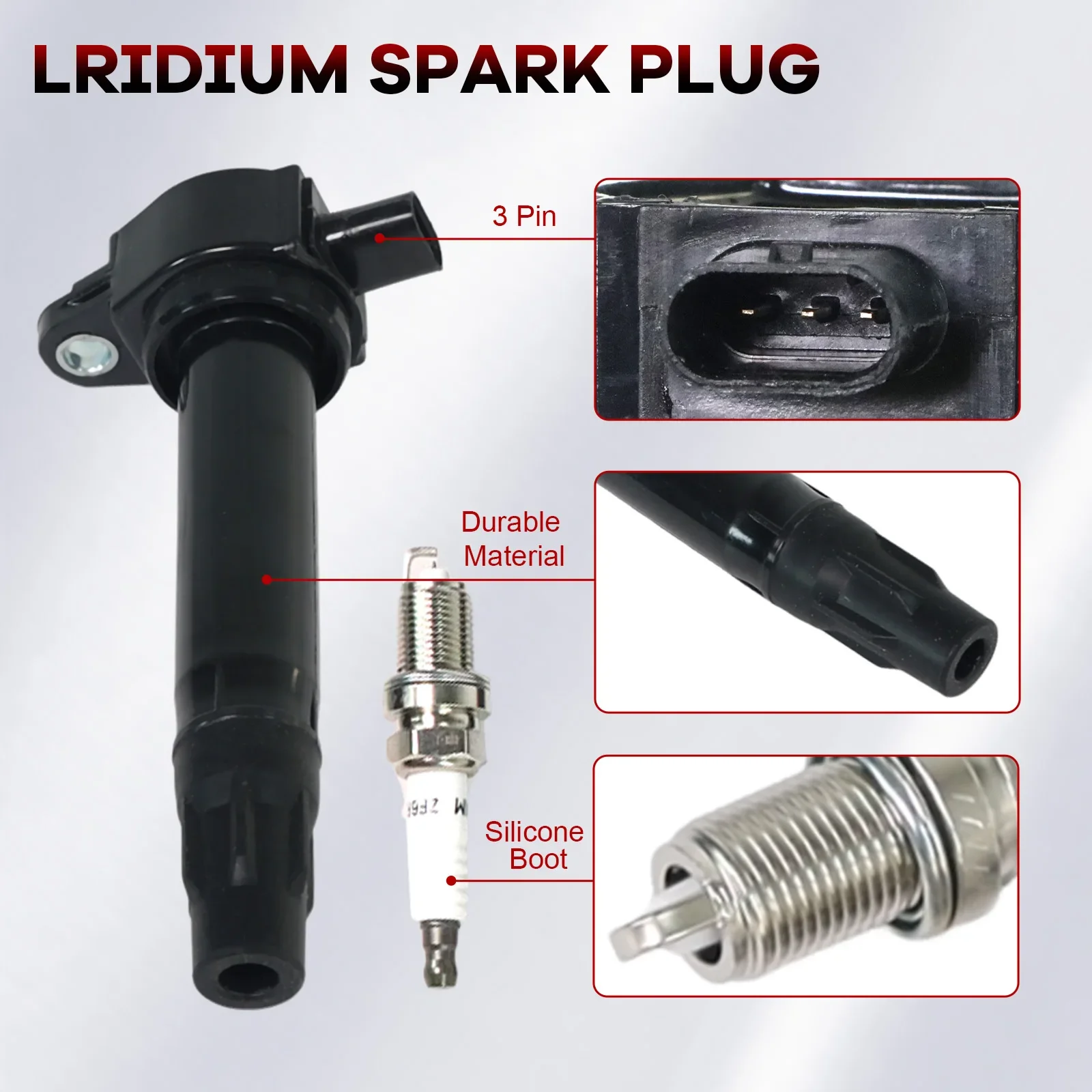 For Dodge Journey & Jeep Compass 2L 2.4L UF557 Car Engine Replacement Parts 4pcs Ignition Coils +4pcs Iridium Spark Plugs