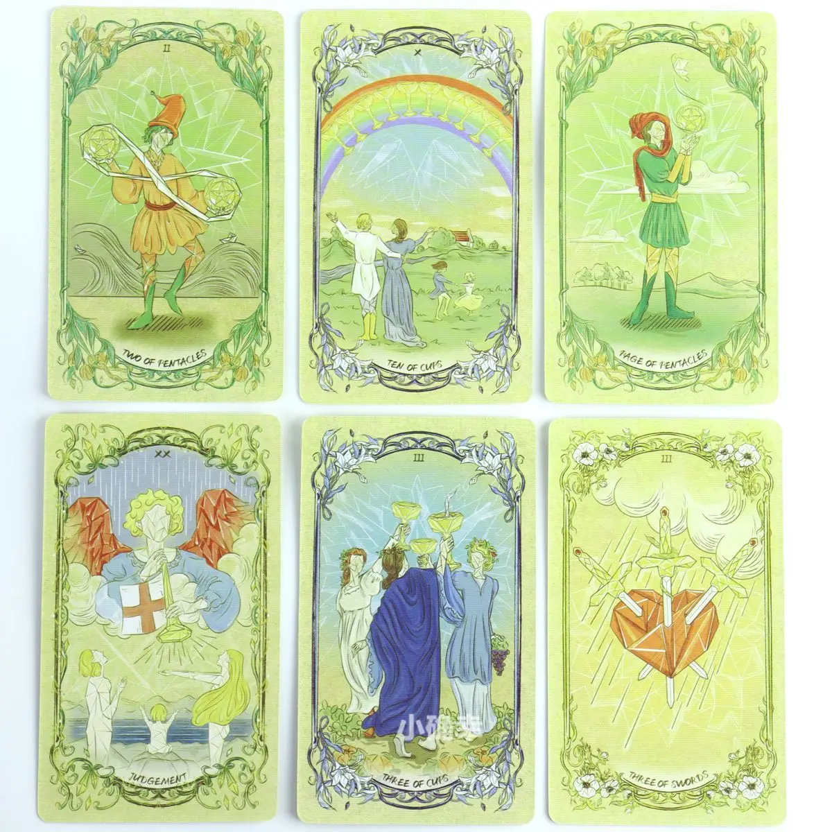 Desire Mirror Tarot Deck - 78 Pcs Modern Artistic Illustrated Tarot Cards with Unique Green Aesthetic