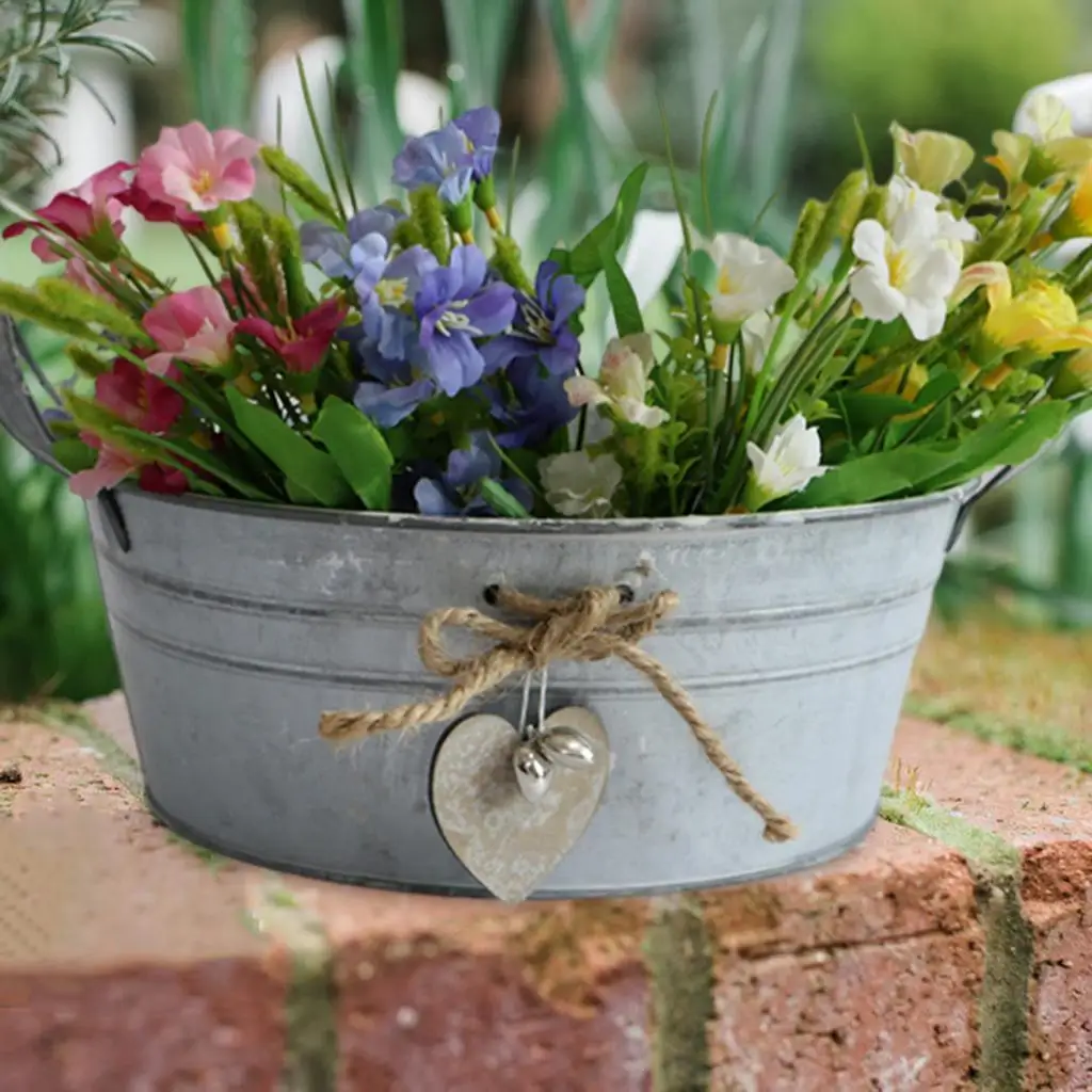 

Retro Iron Flower Buckets Planter Pot Countryside Balcony Decoration Ornament