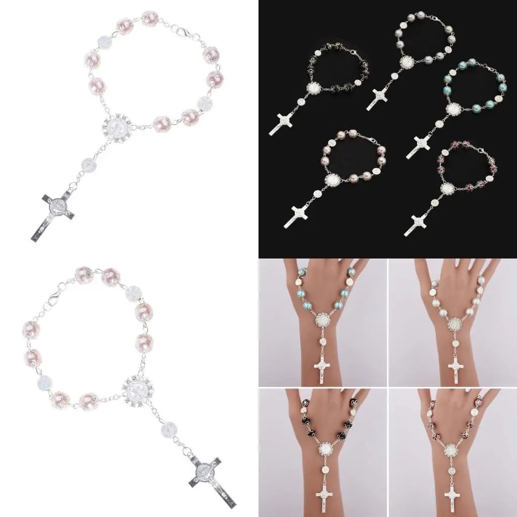 Розарий-цепочка-на-палец-j78f-маленький-католический-розарий-браслет-из-искусственного-жемчуга-подходит-для-крещения-и-инициативных-церемоний