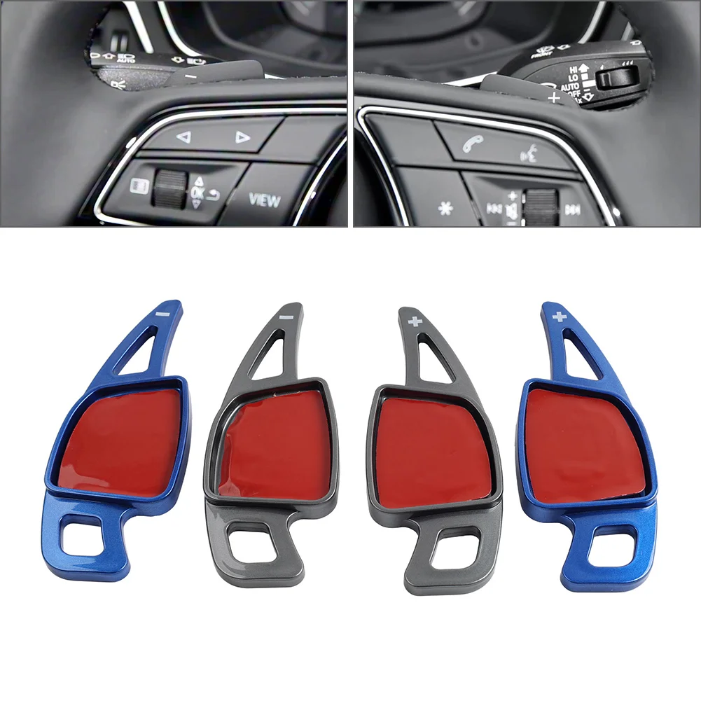 2Pcs ABS Car Steering Wheel Shifter Paddle Extension Grey/Blue For Audi A3 A4 S4 B9 A5 A6 A7 S4 S5