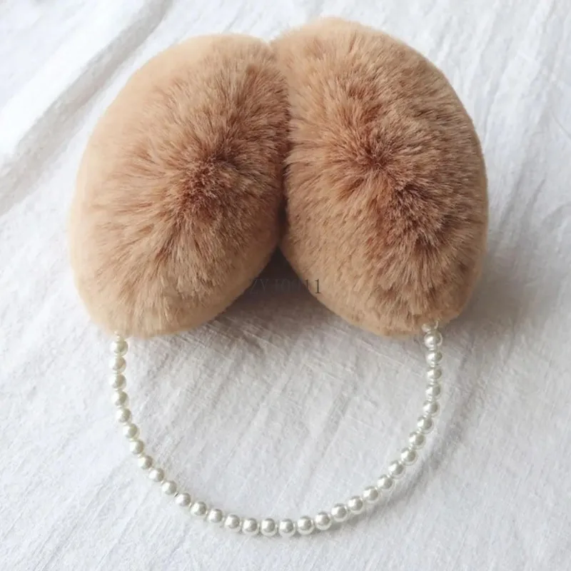 男性と女性のための柔らかくふわふわのイヤーフラップ,暖かいイヤーマフ,エレガントな真珠のイヤーマフ,保護,快適,冬