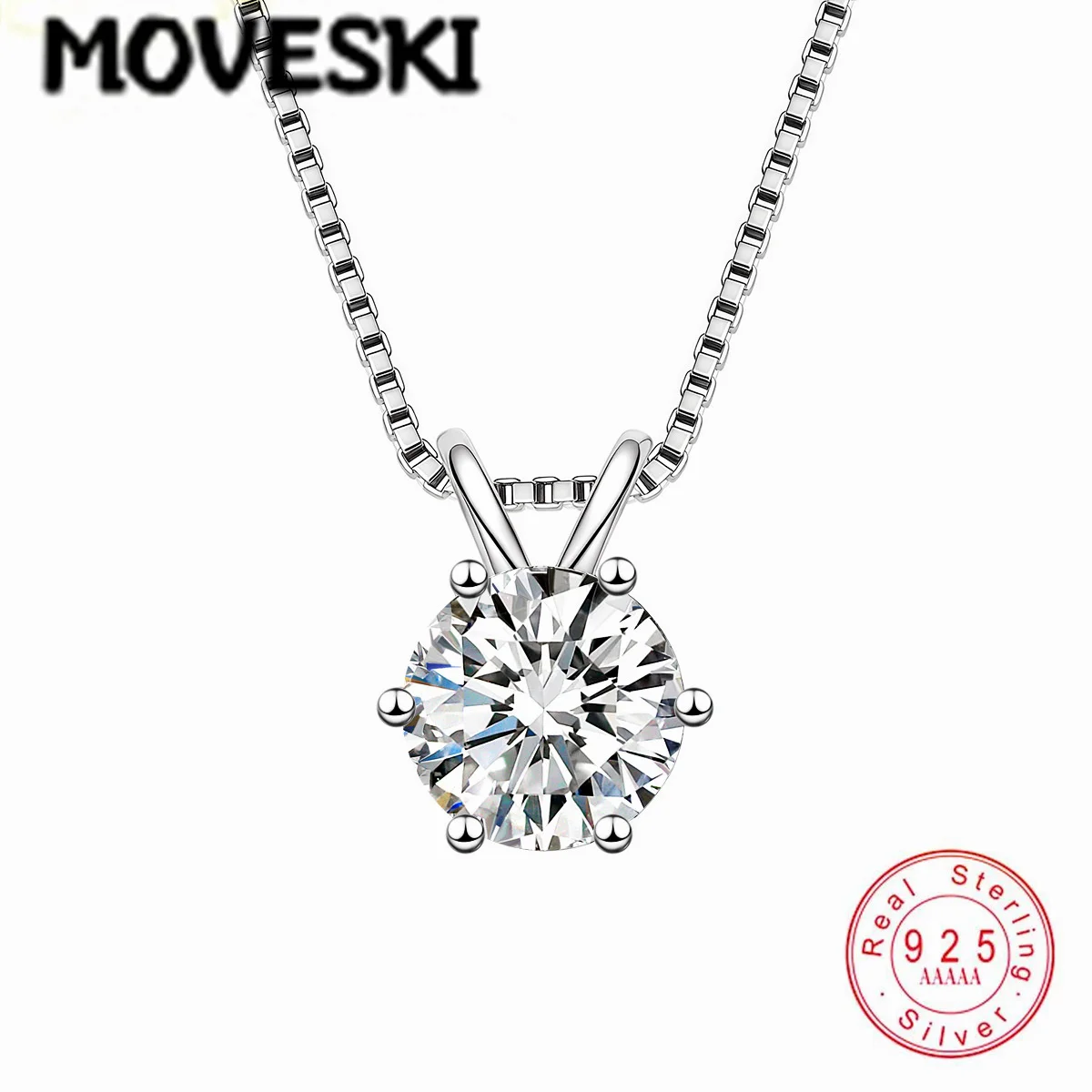 

Кулон-солитер MOVESKI из стерлингового серебра 925 пробы с муассанитом 1/2/3 карата для женщин, свадебные украшения