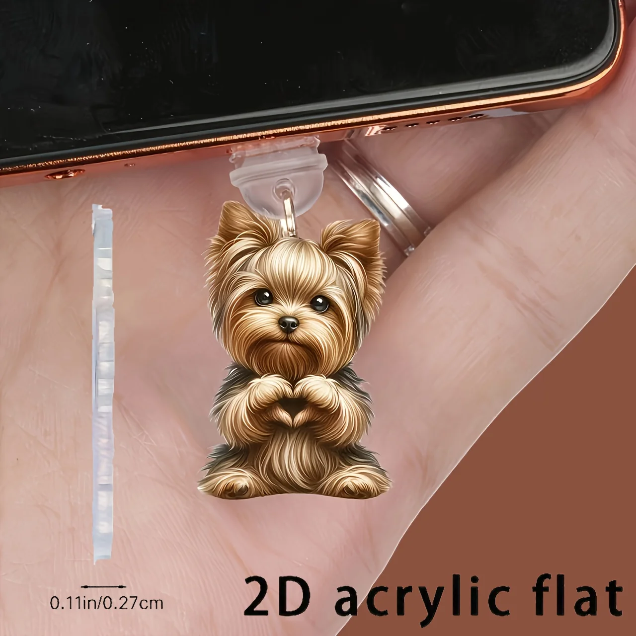 

2D Flat One-Piece Acrylic Pet-Themed Phone Dust Plug, Phone Decoration Accessory