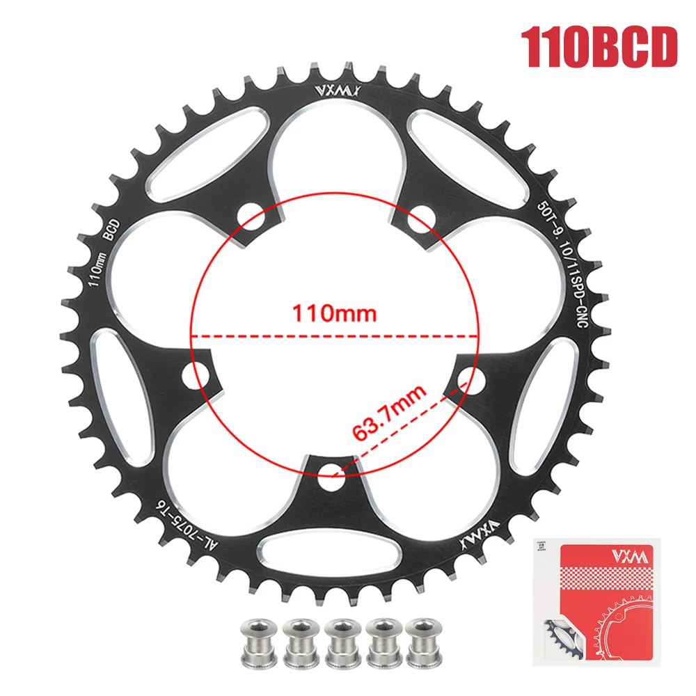 VXM Road Bike 110BCD Narrow Wide Tooth Chain 36T 38T 40T 50T58T Chain Wheel Aluminum Alloy CNC Crank with bolt Free Shipping