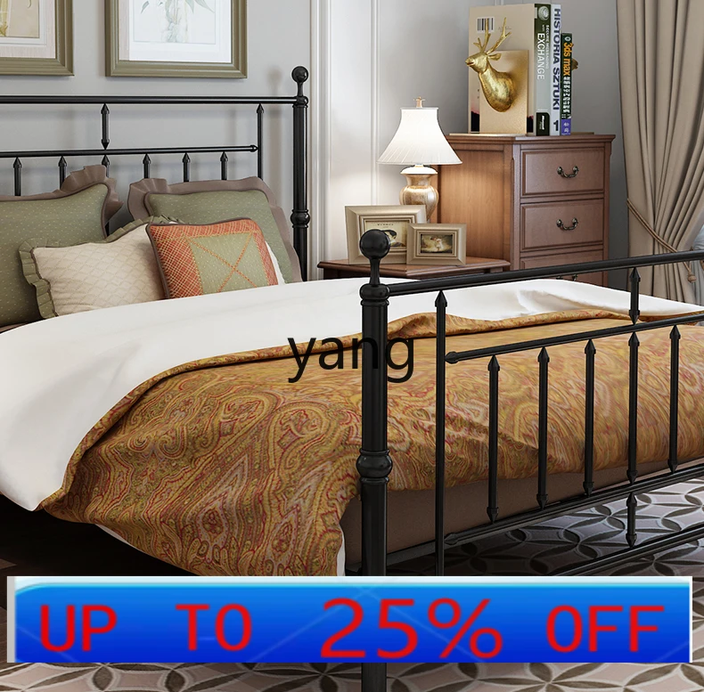 

Lmm High-End Iron Art Double Luxury New Chinese Style Iron Frame High Tail Metal Bed