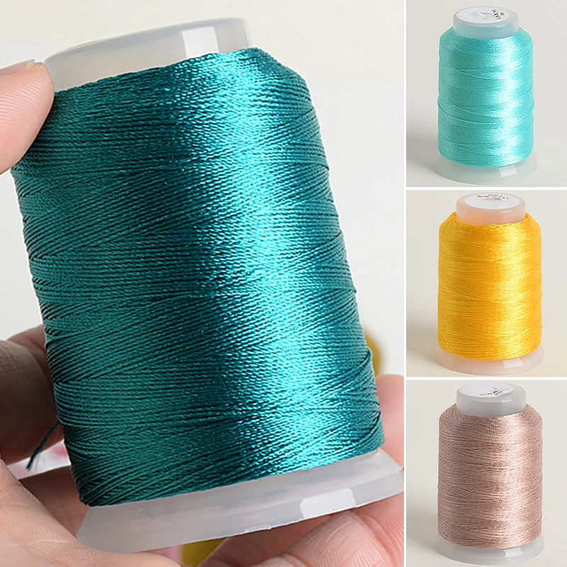 350m/Roll Multicolor Ice Silk Thread Knitting Emboroidery Thread Crochet Line for DIY Tassel Jewelry Making String Sewing Crafts