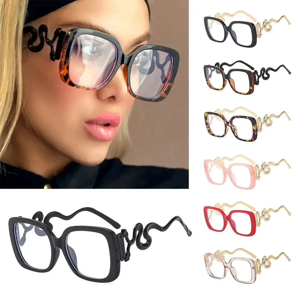 

New Large Frame Woman Eyeglasses Flat Mirror Square Shape Square Glasses Frame Snake Leg Retro Glasses Frame