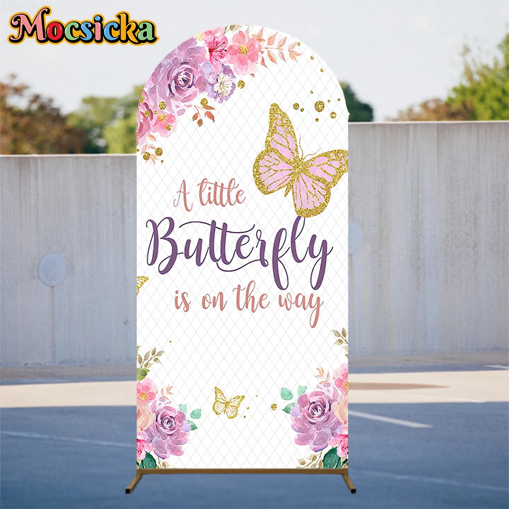 

Mocsicka Purple Butterfly Photo Arch Backdrop Cover Double-Faced Girl Birthday Party Arched Background Photography Shooting Prop