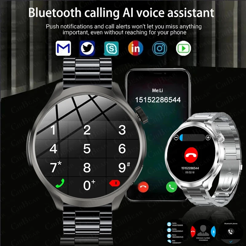 2025 ใหม่สมาร์ทนาฬิกาผู้ชาย 1.85 นิ้วเข็มทิศ 410 mAh แบตเตอรี่ขนาดใหญ่ GPS Motion Track บลูทูธการตรวจสอบสุขภาพ smartwatches